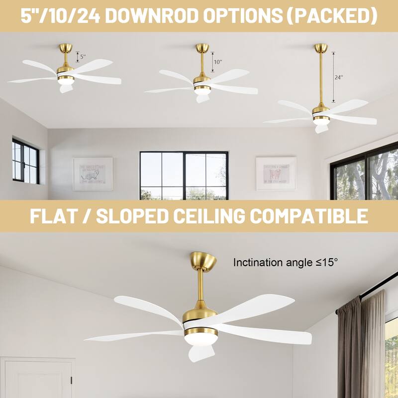 Sofucor 38"/52" Farmhouse Style Wood Walnut / ABS Blades Ceiling Fan With Lights and Remote Control, Dimmable LED Optional