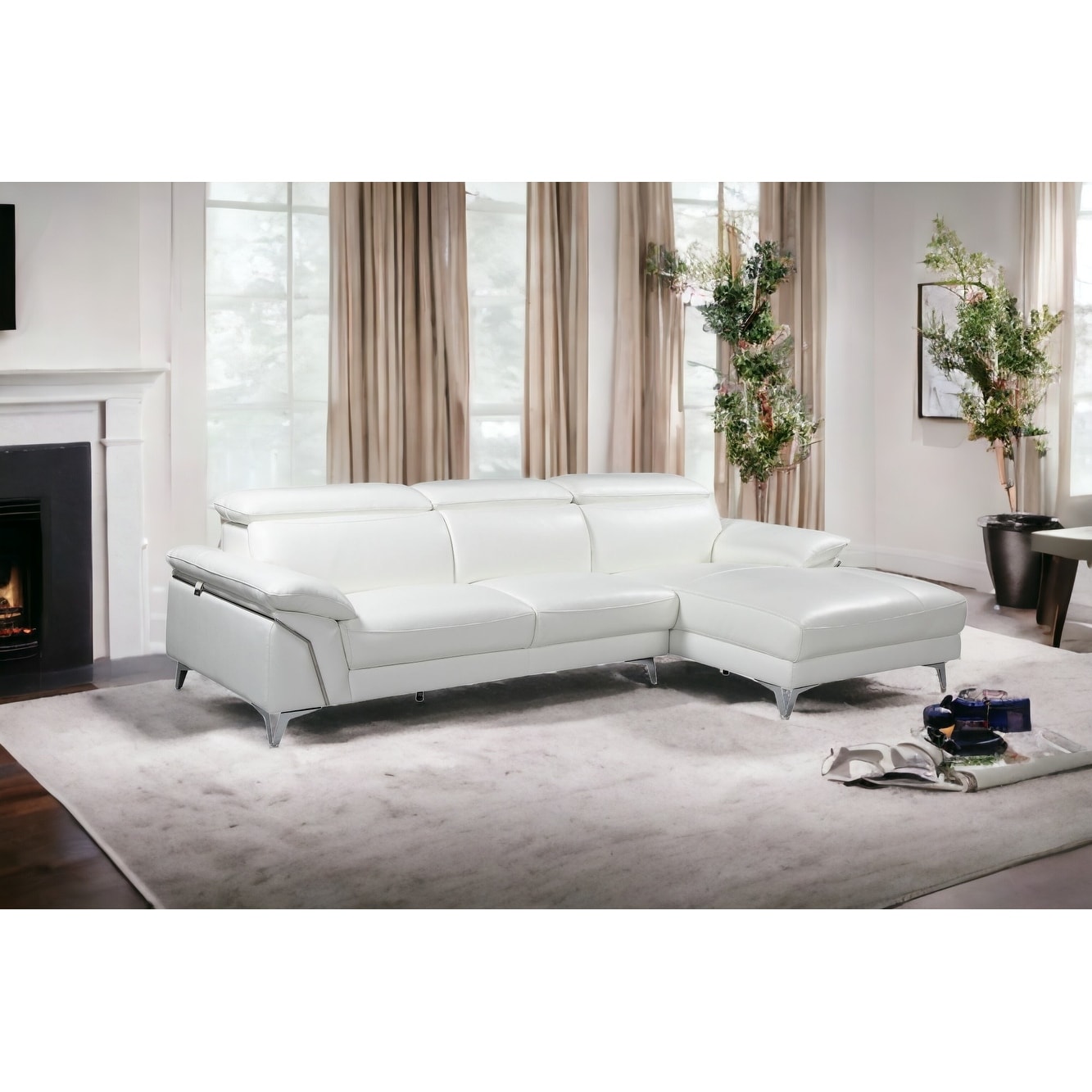 White Leather Living Room Cream Leather Chaise Lounge Coronelli Collezioni Monte Carlo Italian Modern White Leather Right  Facing Chaise Sectional Sofa At Futonland