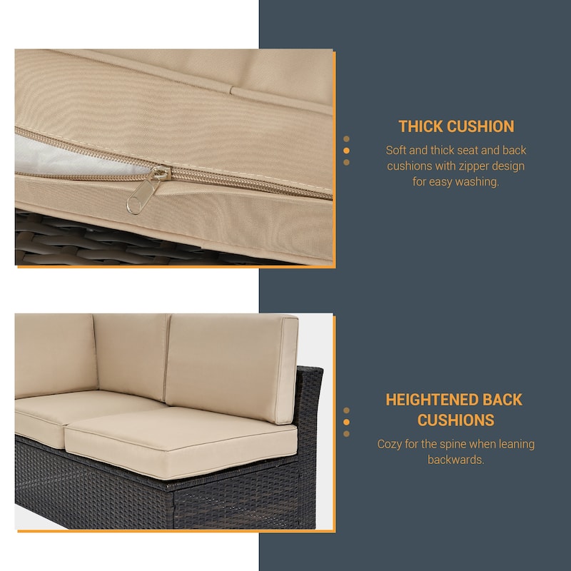 LIVOOSUN 4Pcs Rattan Wicker Conversation Patio Furniture Sets,w/Table