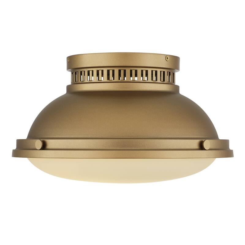 2-Light 14-in Polished Brass Flush Mount