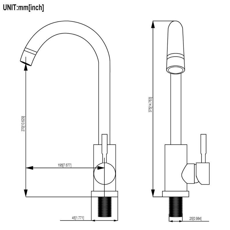 Modern Commercial Solid Brass Single Handle Bar Kitchen Sink Faucet