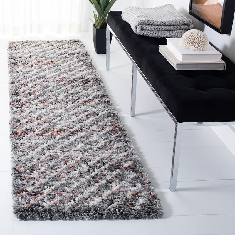 SAFAVIEH Canyon Shag Isaura Flokati Rug - 2'2" x 8' Runner - Grey/Ivory
