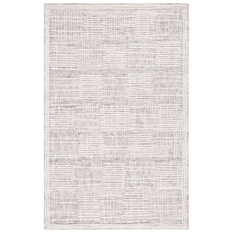 SAFAVIEH Handmade Abstract Anoek Checkered Wool Rug - 3' x 5' - Dark Grey/Ivory