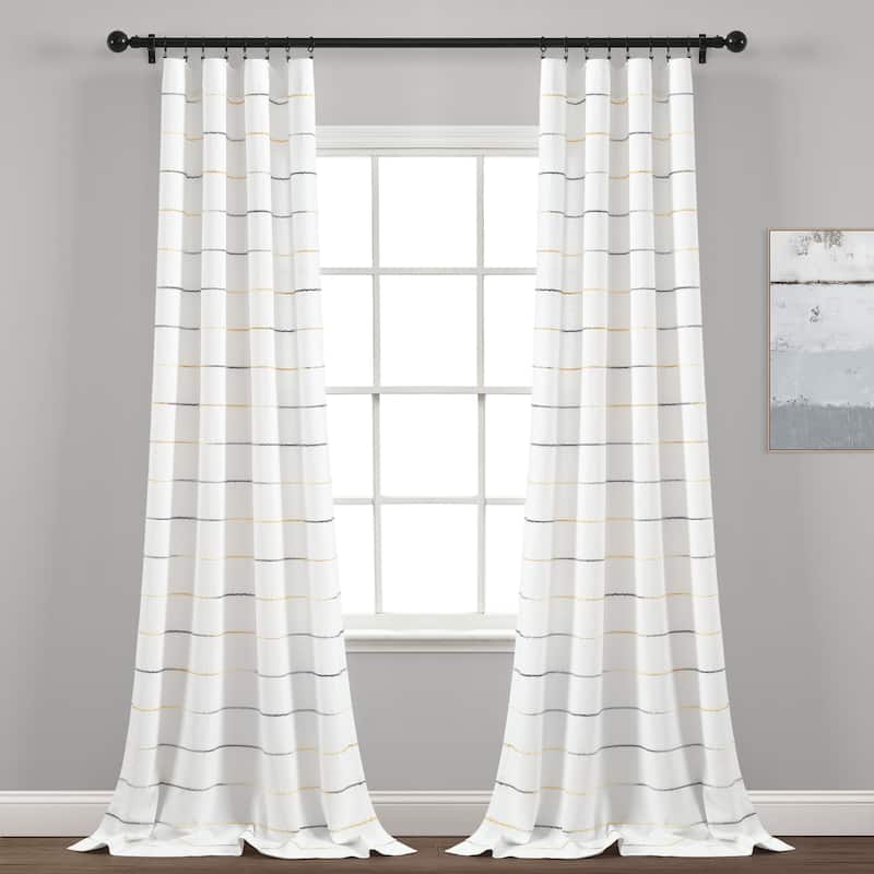 Lush Decor Ombre Stripe Yarn Dyed Cotton Window Curtain Panel Pair - 108" x 40"