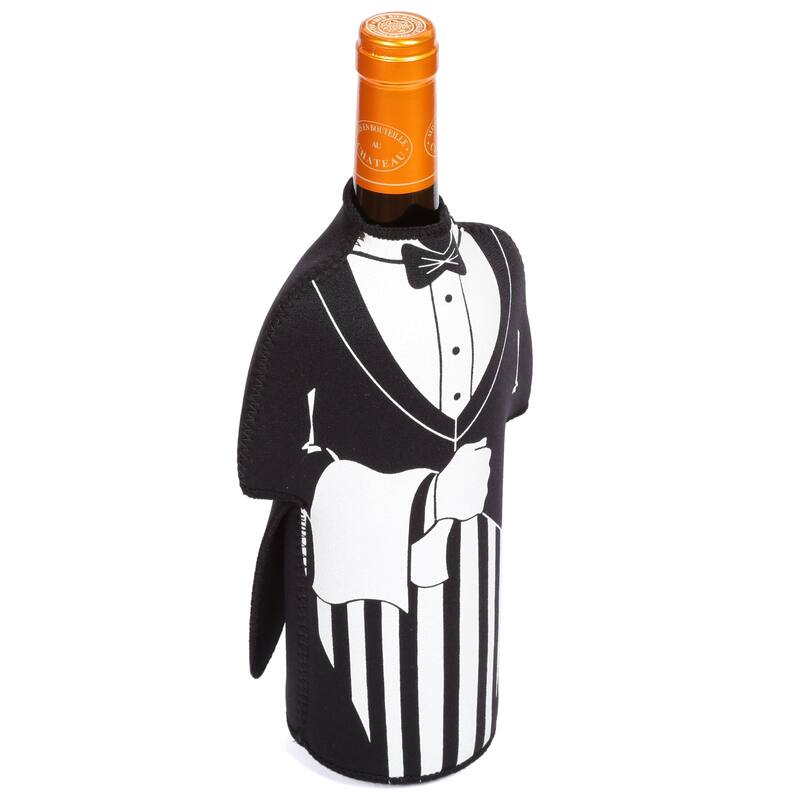 Creative Home Neoprene Butler Shape Single Wine Bottle Cover Jacket, Wine Chiller Jacket
