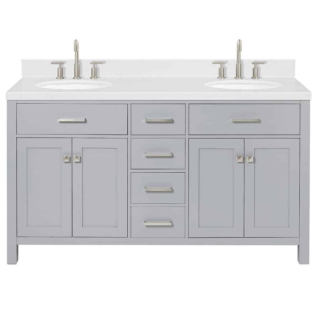 Ariel H060DCQOVO Bristol 60" Free Standing Double Basin Vanity Set
