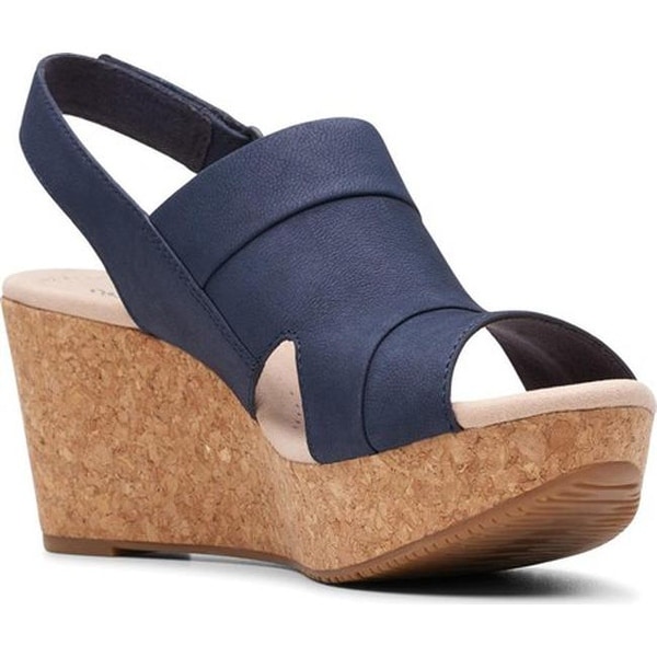 clarks navy wedge shoes