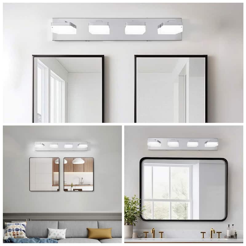Modern LED Vanity Light, 4-Lights Wall Sconce for Bathroom and Mirror, Sleek Minimalist Design, Energy-Efficient