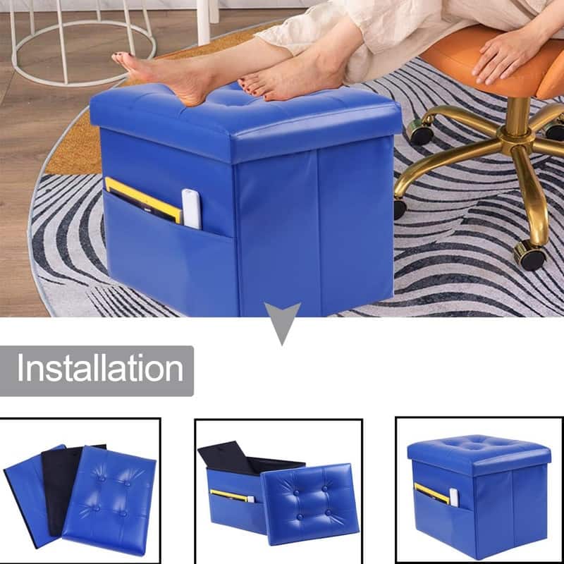 17"Storage Ottoman Folding Footstool