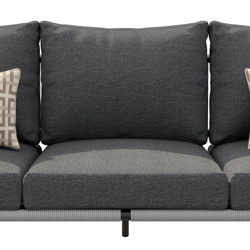 Corvus Serenity 3-Seat Patio Wicker Sofa with Sunbrella Lumbar Pillows
