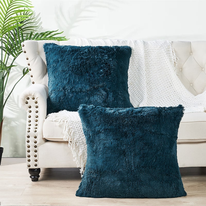 Halsted Shaggy FauxFur Decorative Throw Pillow Cover Set, NO INSERT