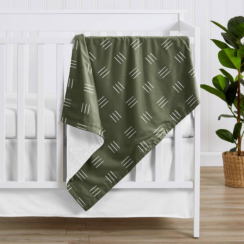 Hunter Green Boho Mudcloth Boy Girl Baby Receiving Security Swaddle Blanket White Bohemian Woodland Tribal Hatch Gender Neutral
