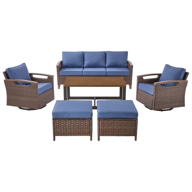 Pocassy Outdoor Patio Sofa Chair Ottoman Table Furniture Set