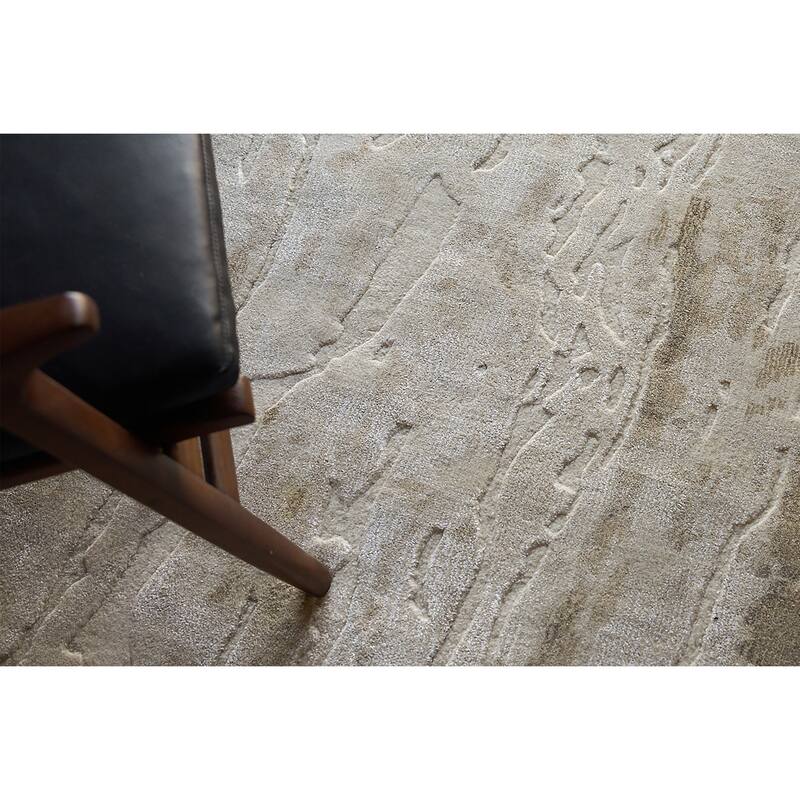 Travertine Beige Wool/Bamboo Silk handloomed Area Rug