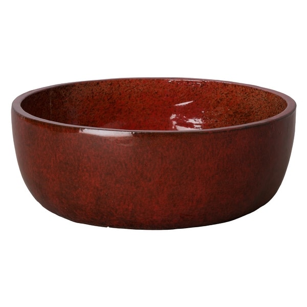slide 1 of 1, Large Shallow Planter Tropical Red