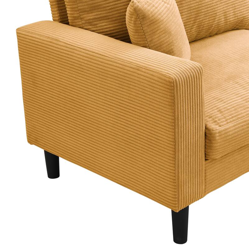 74" Corduroy 3-Seater Sofa with Wooden Frame, High-Resilience Foam Cushions, and Modern Design
