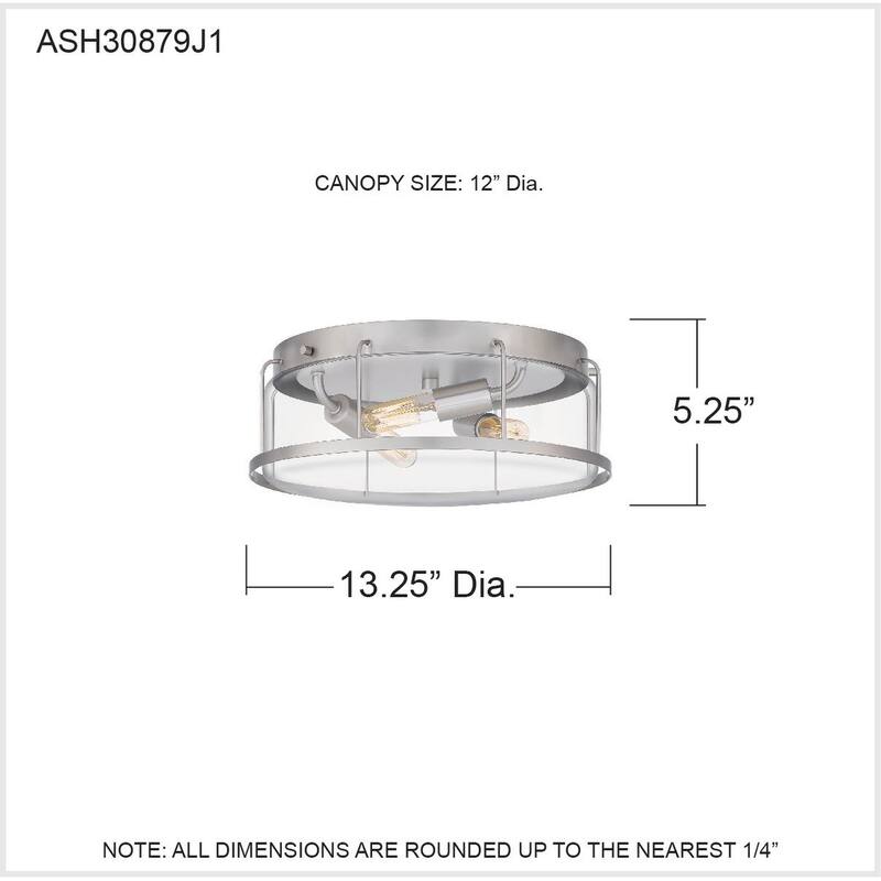 Rhett 3-Light Brushed Nickel Flush Mount