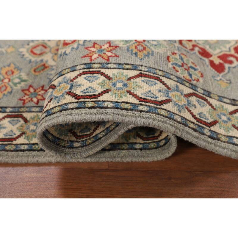 Geometric Kazak Oriental Runner Rug Hand-Knotted Wool Carpet - 2'1" x 5'9"