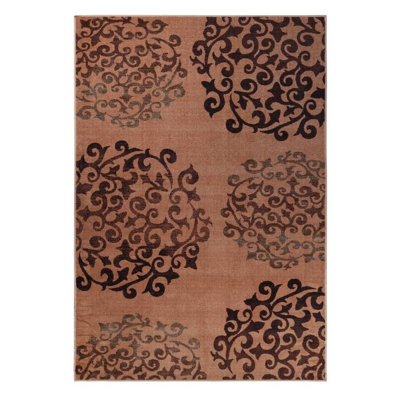 Superior Amber Floral Scroll Non-Slip Washable Indoor Runner or Area Rug