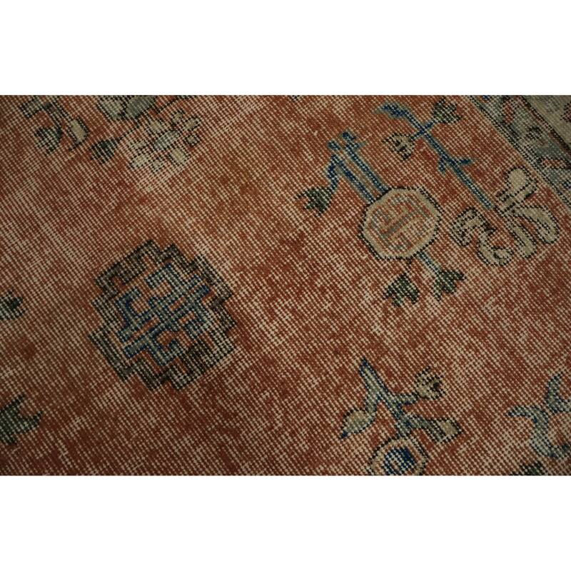 Hand Knotted Oriental 100% Wool Carpet Transitional Floral Oranges & Rust Anatolian Area Rug - 9' 2'' X 5' 6''