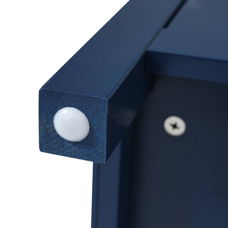 30-Inch Blue Bathroom Vanity with Ceramic Undermount Sink, 1 Soft-Close Door, 3 Storage Boxes, and Gold Handles
