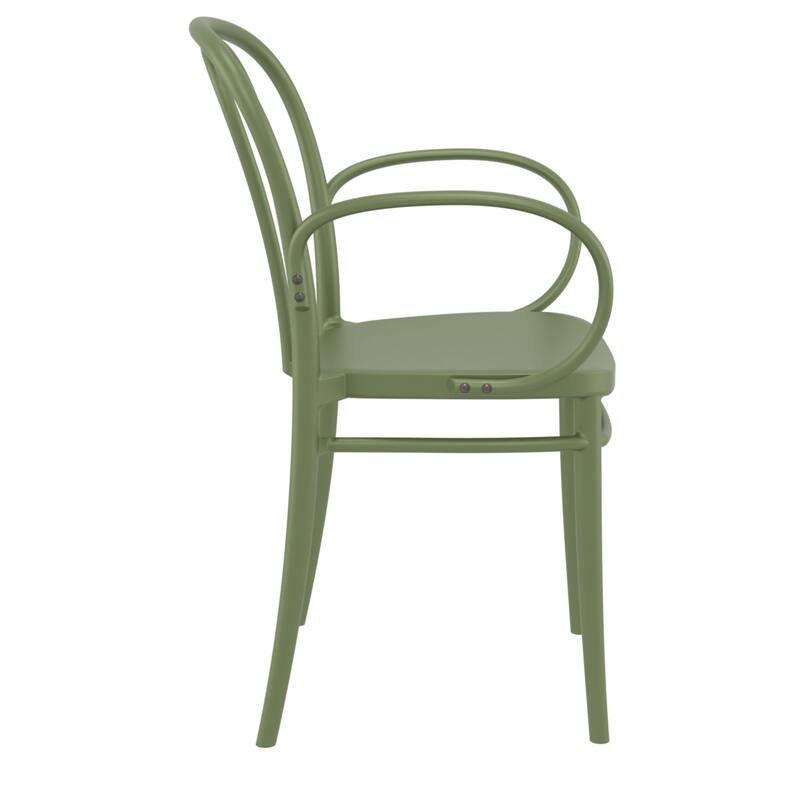 33.5" Olive Green Stackable Patio XL Dining Armchair