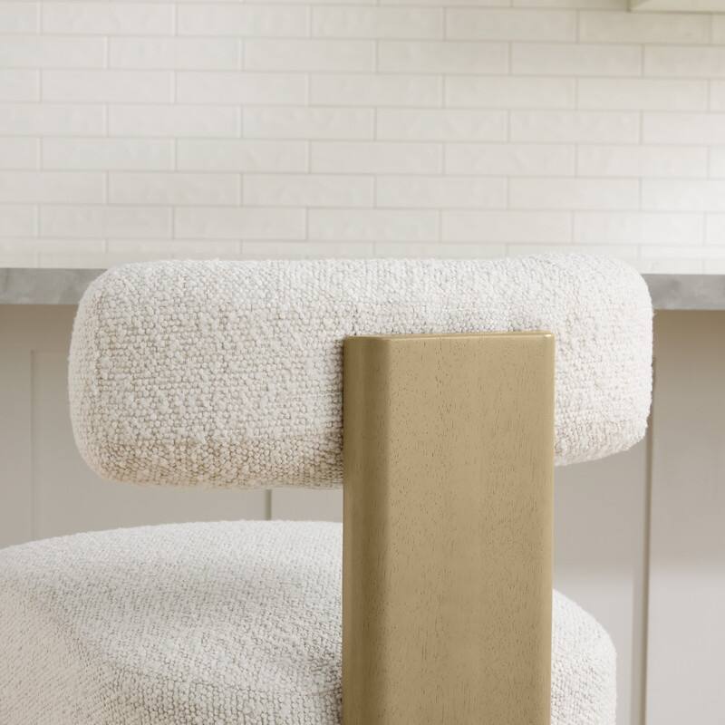 Spruce & Spring Arya Upholstered Boucle Counter Stool with Solid Wood Frame