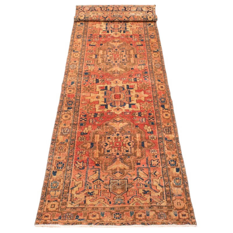 ECARPETGALLERY Hand-knotted Antalya Vintage Dark Copper Wool Rug - 3' 6" x 14' 6"