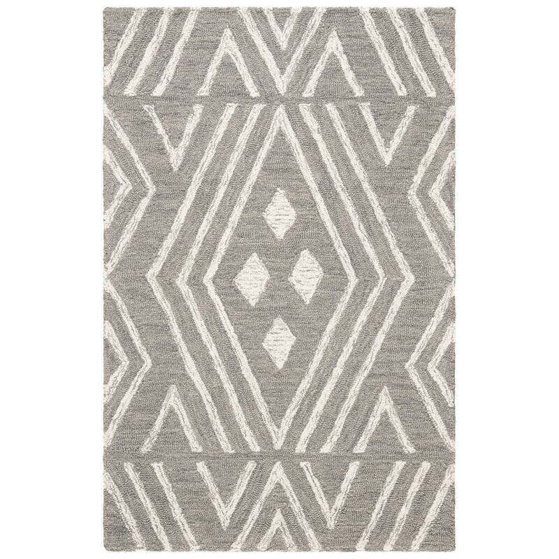 SAFAVIEH Handmade Micro-Loop Hildegund Wool Rug - 2'6" x 4' - Grey/Ivory