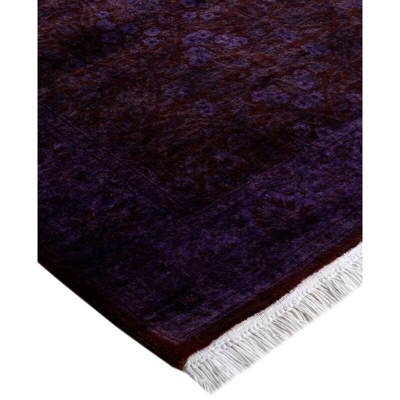 Overdyed One-of-a-Kind Hand-Knotted Runner Rug - Purple - 2' 8" x 8' 3"