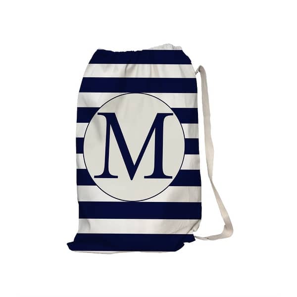 MONO NAVY STRIPED M Laundry Bag By Kavka Designs 28" x 36" Bed Bath