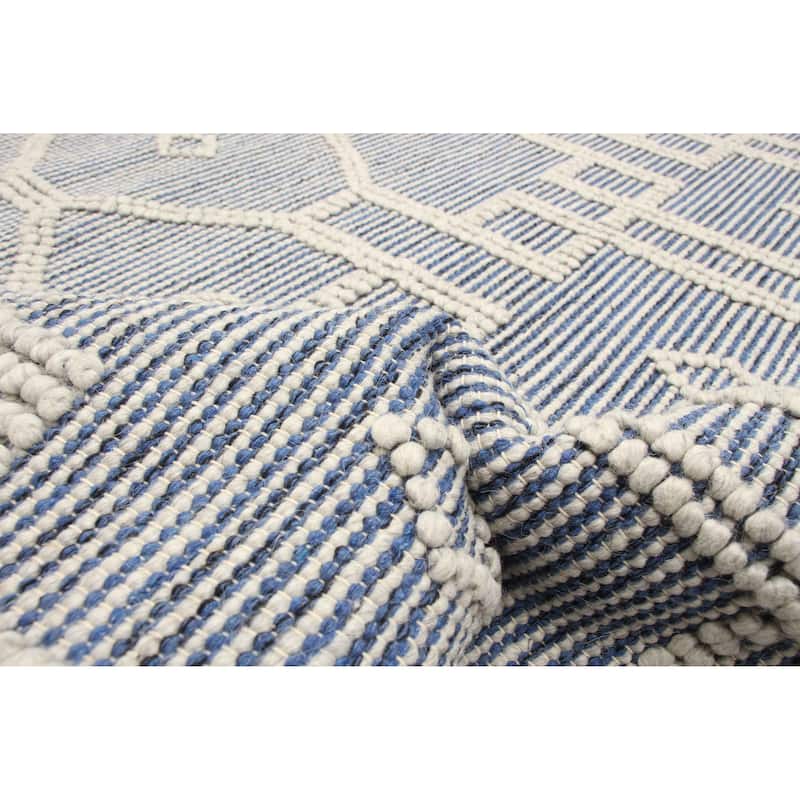 ECARPETGALLERY Braid weave Sienna Navy Wool Rug - 5'0 x 8'0