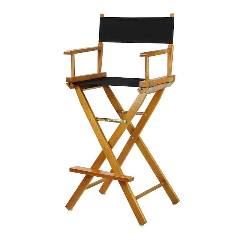 Honey Oak Frame 30-inch Director's Chair - Black