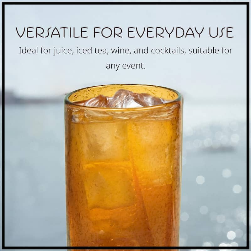 Artland Set of 6 Iris Seeded Glass Highball Tumblers - 17 oz