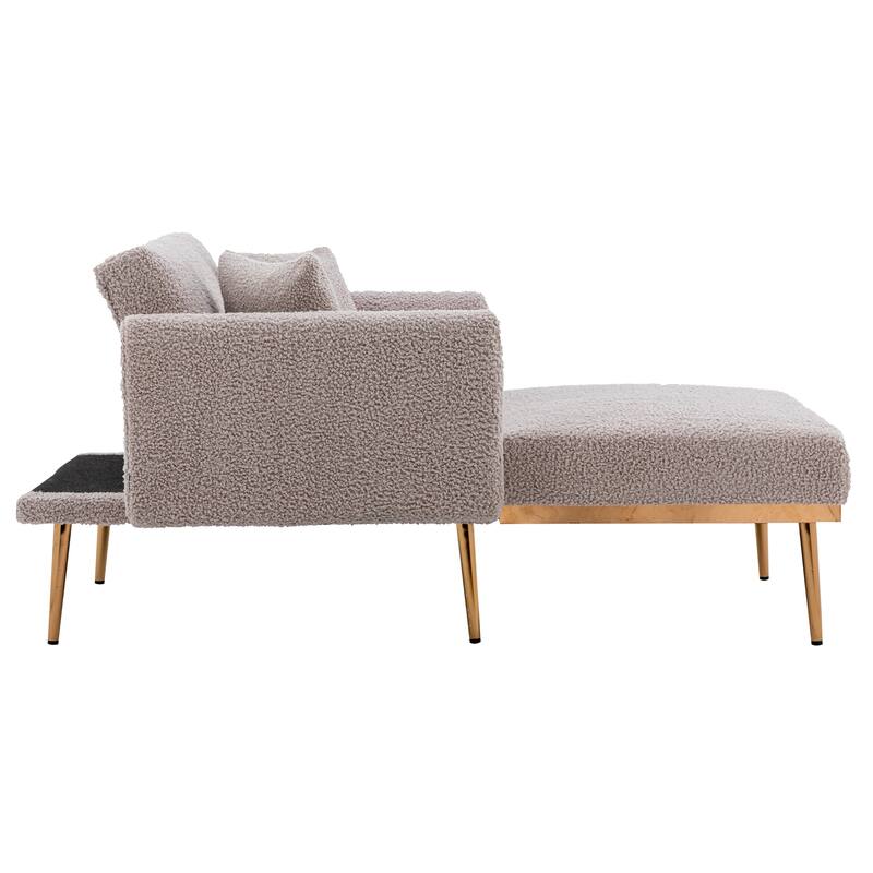 Grey Teddy 62.2" Chaise Lounge Chair with Iron Legs