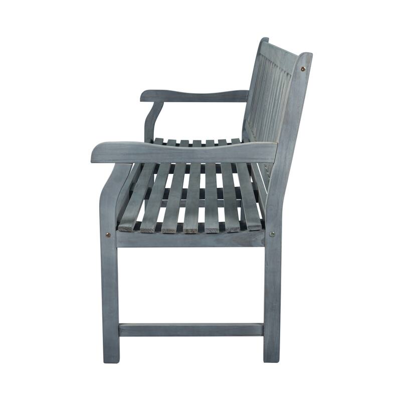 Blane 59.1" 3-Seat Slat-Back 600-Lbs Support Acacia Wood Outdoor Garden Patio Bench, by JONATHAN Y