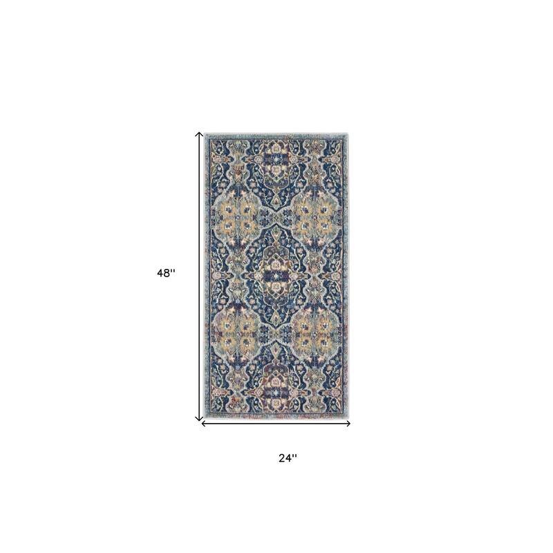 Power Loomed Distressed Floral Traditional Non Skid Area Rug