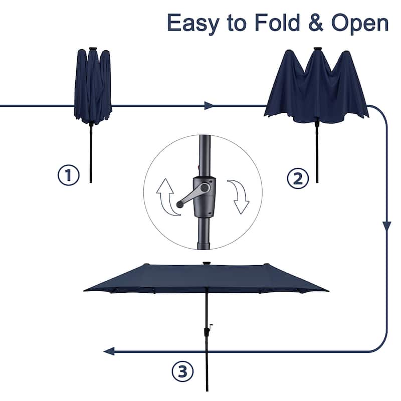 Autlaycil 13ft Extra Large Patio Umbrella with Solar Lights(Without Base)