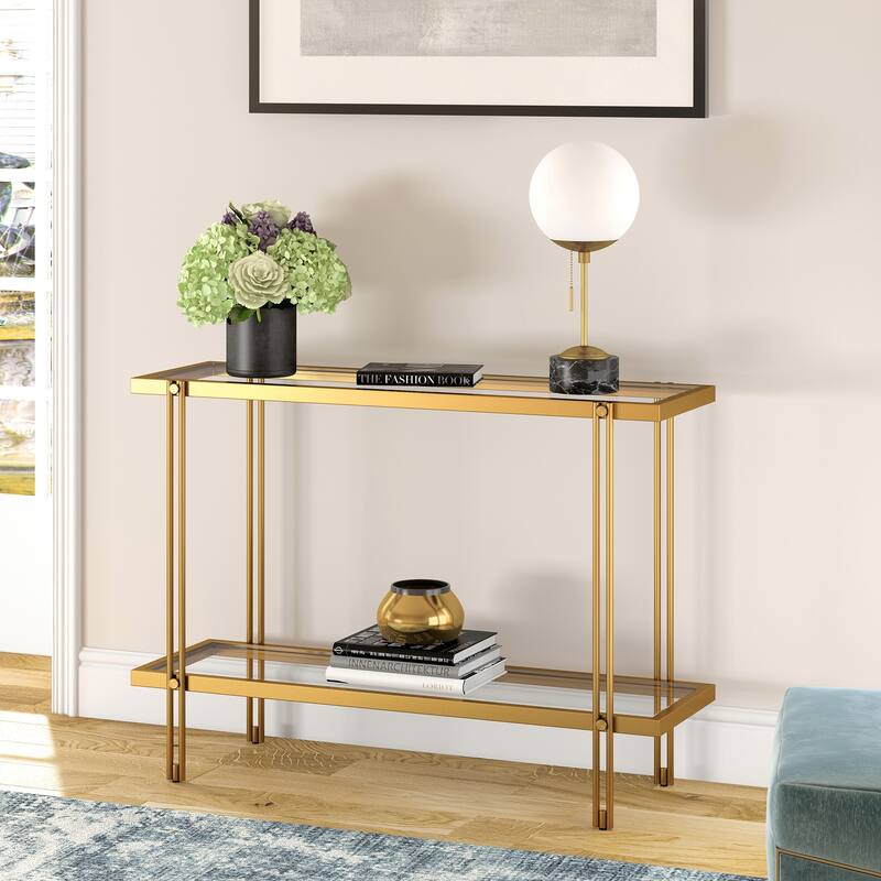 Inez Steel and Glass Console Table - 42" - Brass