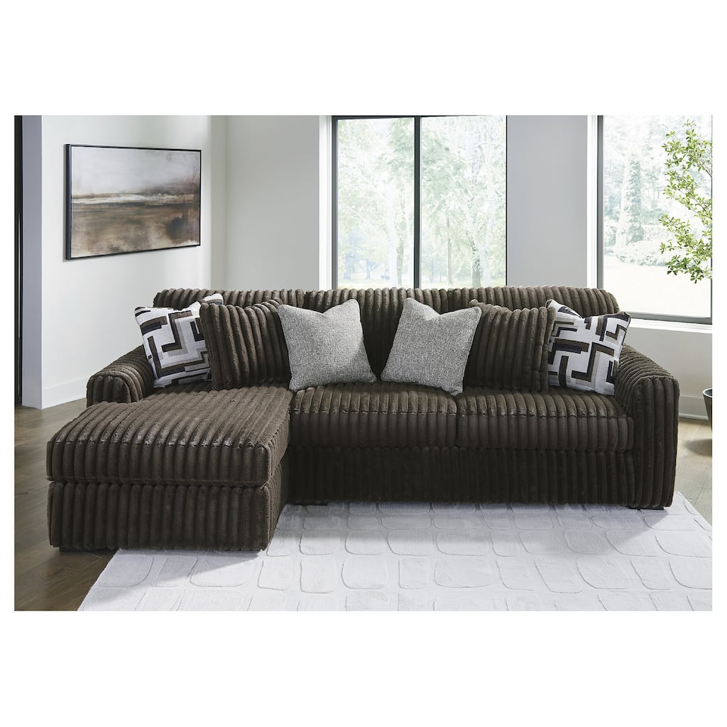 Signature Design by Ashley Midnight-madness Brown 2-Piece Sectional Sofa with Chaise - 120" W x 65" D x 40" H