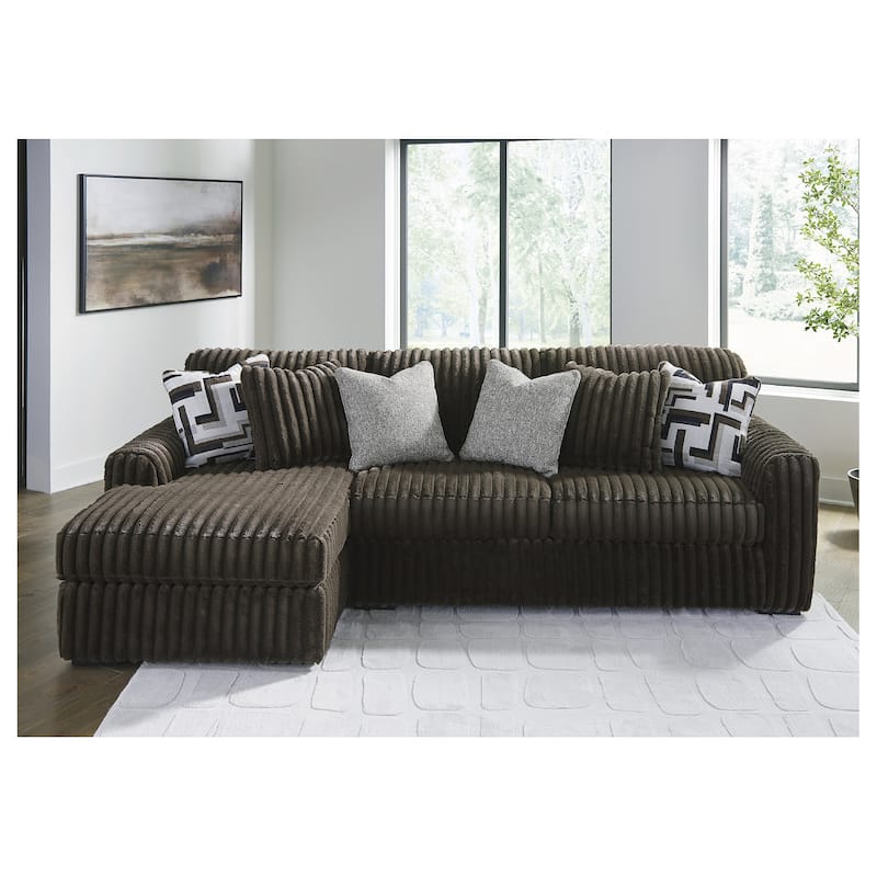 Signature Design by Ashley Midnight-madness Brown 2-Piece Sectional Sofa with Chaise - 120" W x 65" D x 40" H - Left Facing