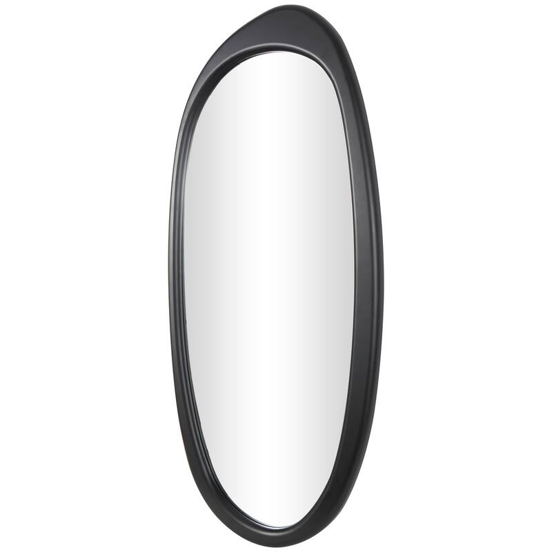 Black Wooden Oval Abstract Room Wall Mirror