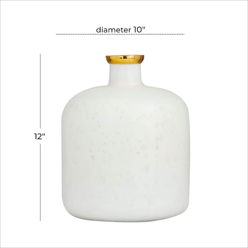 White or Blue Glass Vase with Gold Rim