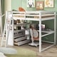 preview thumbnail 36 of 43, Loft Bed with L-Shaped Desk, Shelves & 2 Built-in Drawers