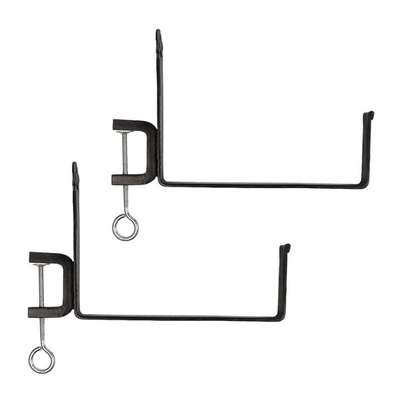 Achla Designs Pair of Clamp-On Flower Box Brackets, Black Powder Coat Finish - 10 Inch Wide