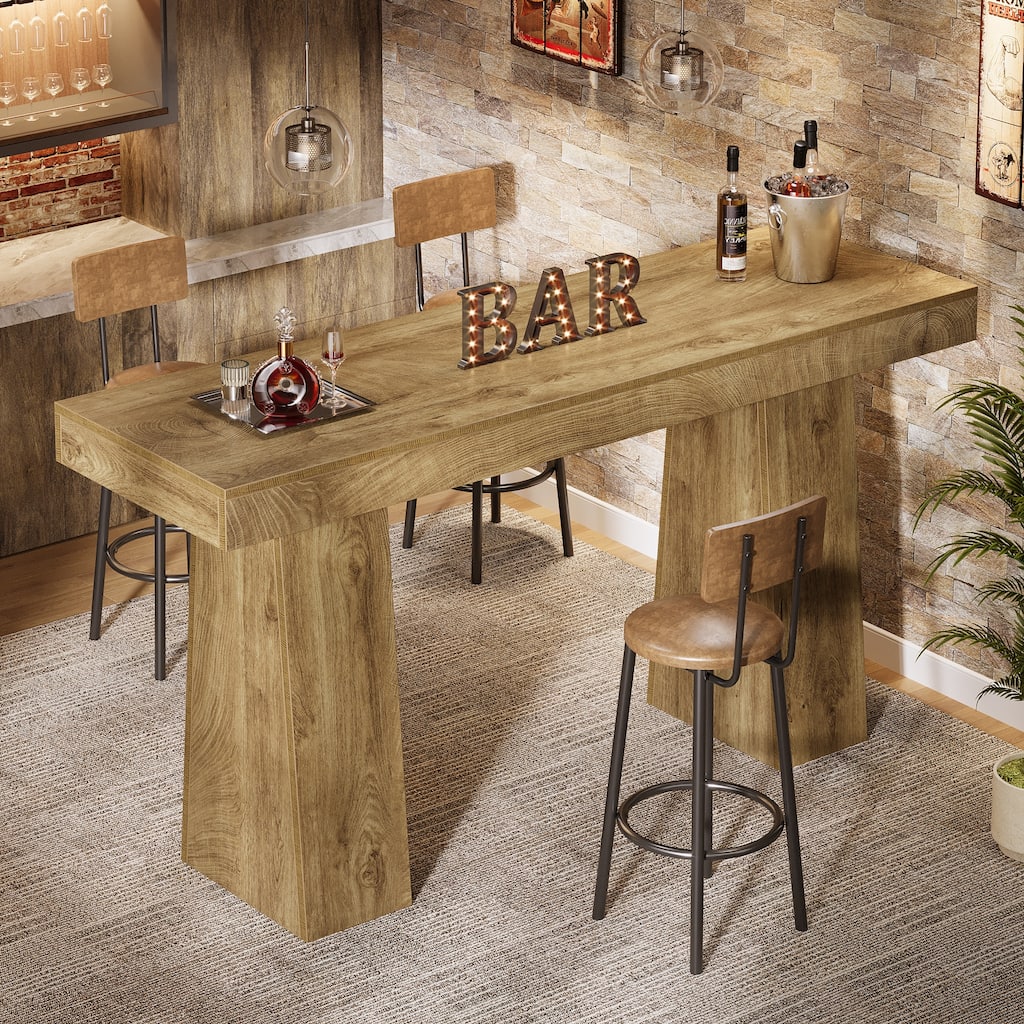 Home Bar Table Counter Height Pub Table for Kitchen, Bistro