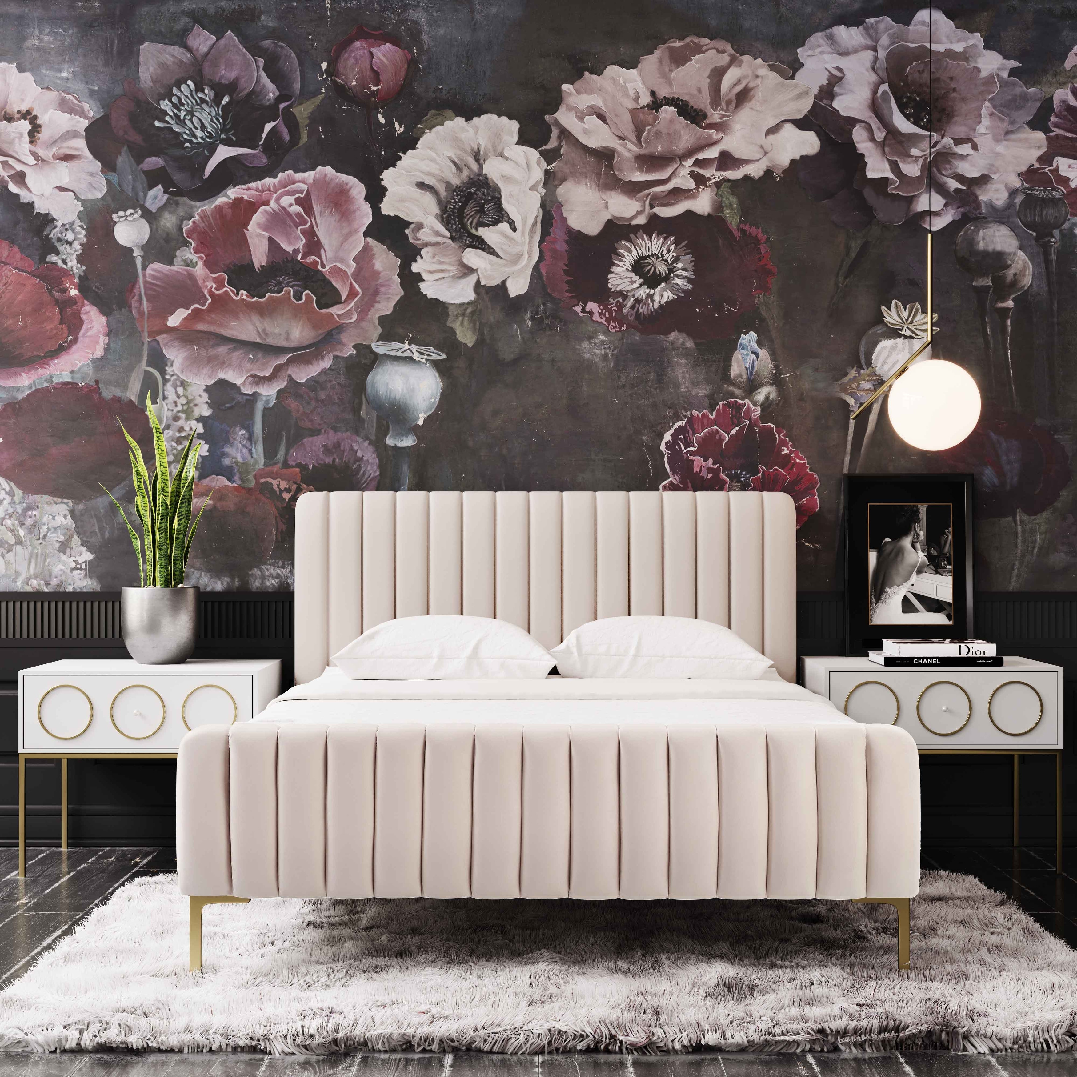 Silver orchid gibson rose best sale gold button tufted bed
