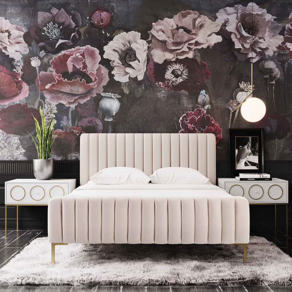 Silver Orchid Chatterton Channel-tufted Velvet Bed