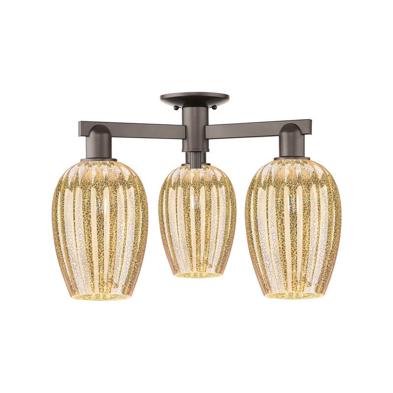 Innovations Lighting Downtown Urban - Preston - 3 Light 24" Flute Shade Semi-Flush Mount