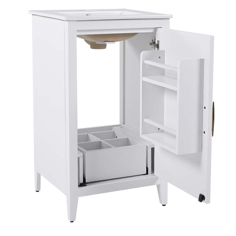 Roomfitters Bathroom Vanity with Sink, Storage Cabinet with Drawer and Adjustable Door Shelf